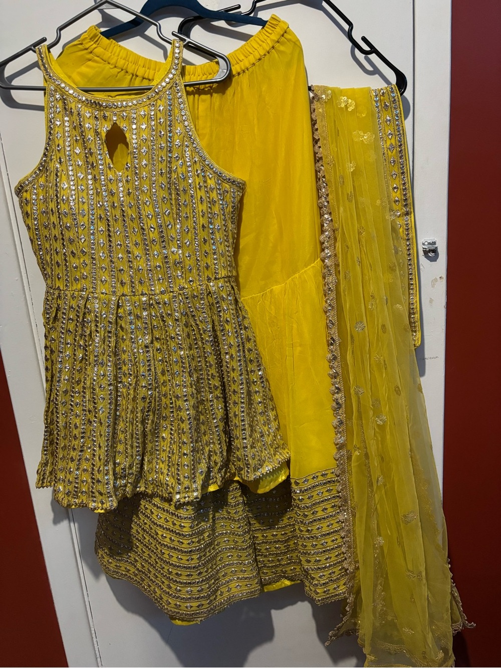 Yellow Kids Party Costume Dress with Embellished Details